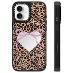 Custodia per telefono con specchio e motivo leopardato e ciliegia., For iPhone 16 Pro Max, For iPhone 16 Pro, For iPhone 16 Plus