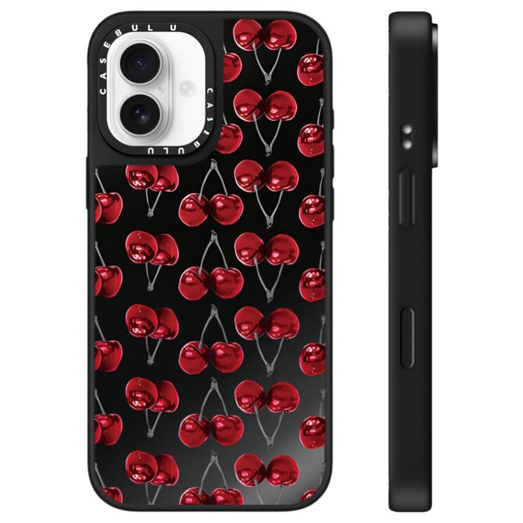Custodia per telefono con specchio e motivo leopardato e ciliegia., For iPhone 16 Pro Max, For iPhone 16 Pro, For iPhone 16 Plus