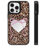 Custodia per telefono con specchio e motivo leopardato e ciliegia., For iPhone 16, For iPhone 15 Pro Max, For iPhone 15 Pro