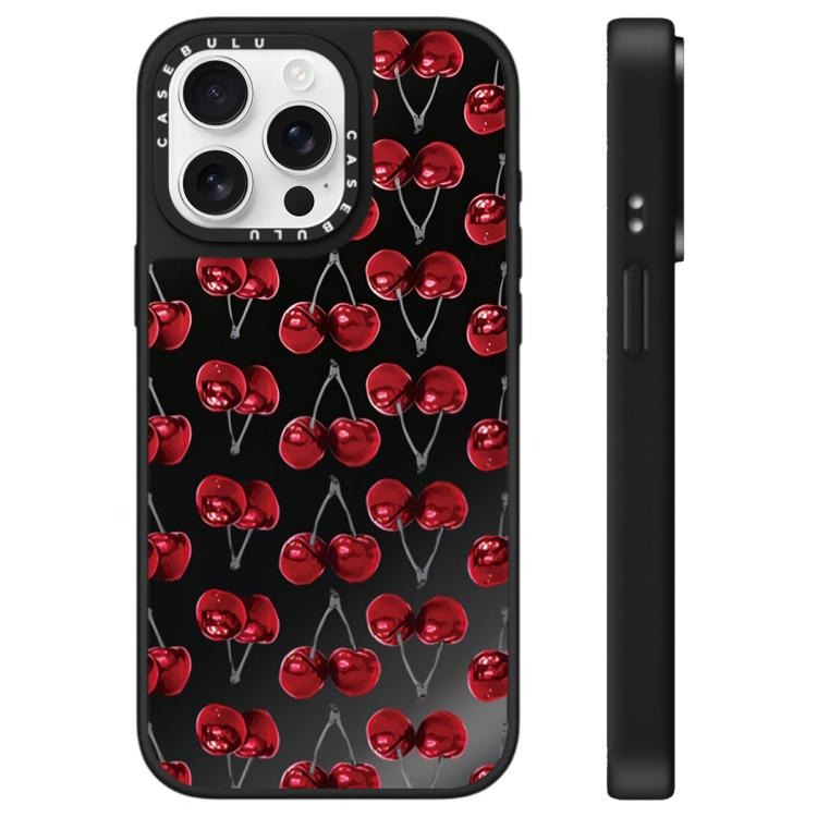 Custodia per telefono con specchio e motivo leopardato e ciliegia., For iPhone 16, For iPhone 15 Pro Max, For iPhone 15 Pro