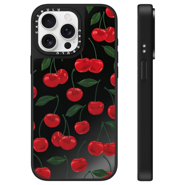 Custodia per telefono con specchio e motivo leopardato e ciliegia., For iPhone 16, For iPhone 15 Pro Max, For iPhone 15 Pro