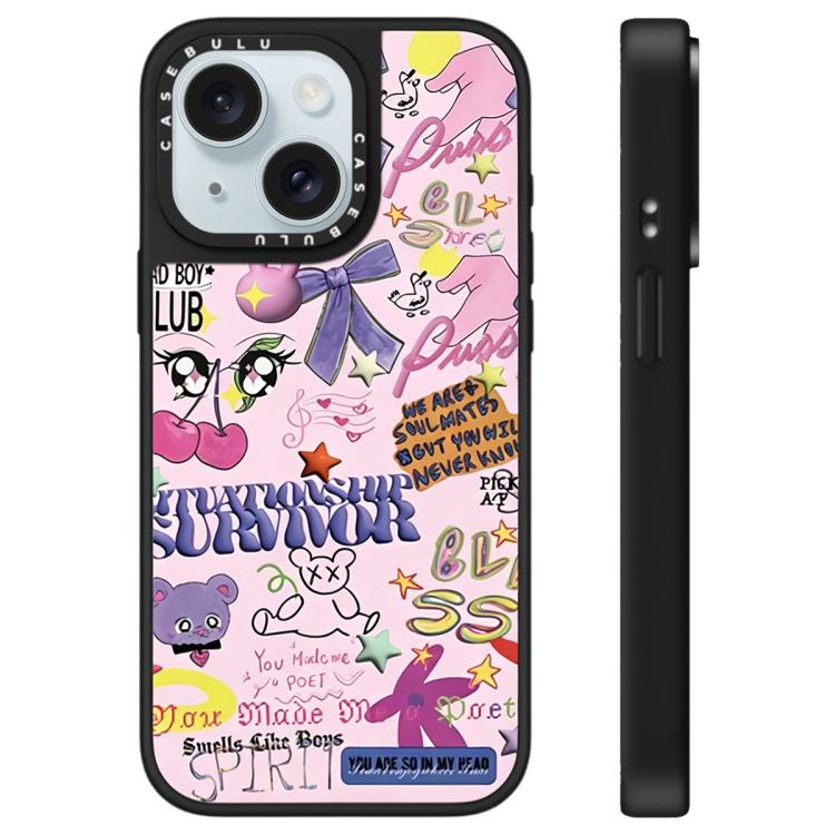 Custodia per telefono con specchio e motivo leopardato e ciliegia., For iPhone 15 Plus, For iPhone 15
