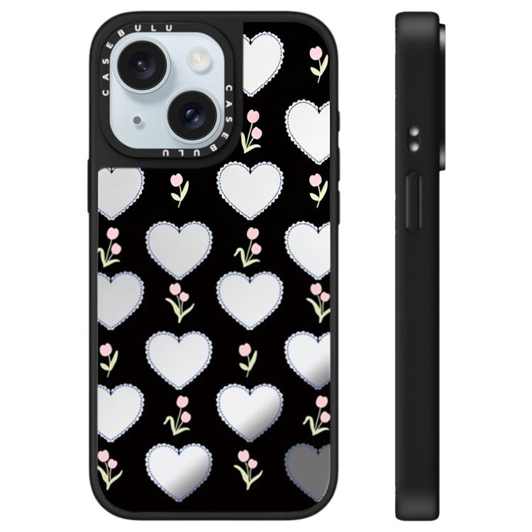 Custodia per telefono con specchio e motivo leopardato e ciliegia., For iPhone 15 Plus, For iPhone 15