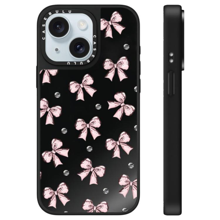 Custodia per telefono con specchio e motivo leopardato e ciliegia., For iPhone 15 Plus, For iPhone 15