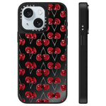 Custodia per telefono con specchio e motivo leopardato e ciliegia., For iPhone 15 Plus, For iPhone 15