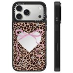 Custodia per telefono con specchio e pulsante di controllo della fotocamera, motivo leopardo ciliegia, serie Cherry, For iPhone 17 Pro Max, For iPhone 17 Pro, For iPhone 17