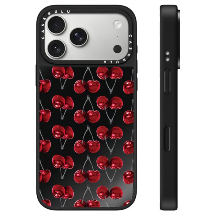 Custodia per telefono con specchio e pulsante di controllo della fotocamera, motivo leopardo ciliegia, serie Cherry, For iPhone 17 Pro Max, For iPhone 17 Pro, For iPhone 17