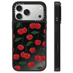 Custodia per telefono con specchio e pulsante di controllo della fotocamera, motivo leopardo ciliegia, serie Cherry, For iPhone 17 Pro Max, For iPhone 17 Pro, For iPhone 17