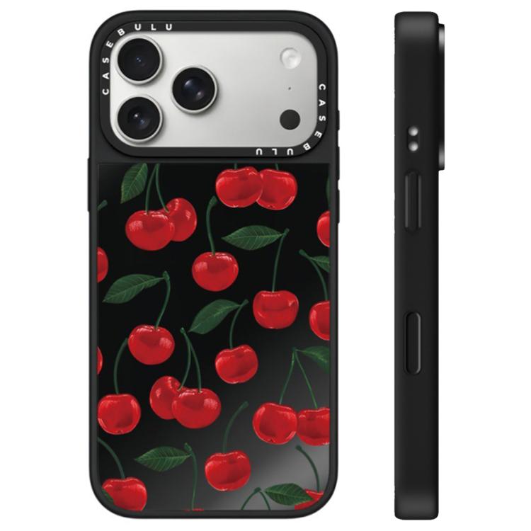 Custodia per telefono con specchio e pulsante di controllo della fotocamera, motivo leopardo ciliegia, serie Cherry, For iPhone 17 Pro Max, For iPhone 17 Pro, For iPhone 17