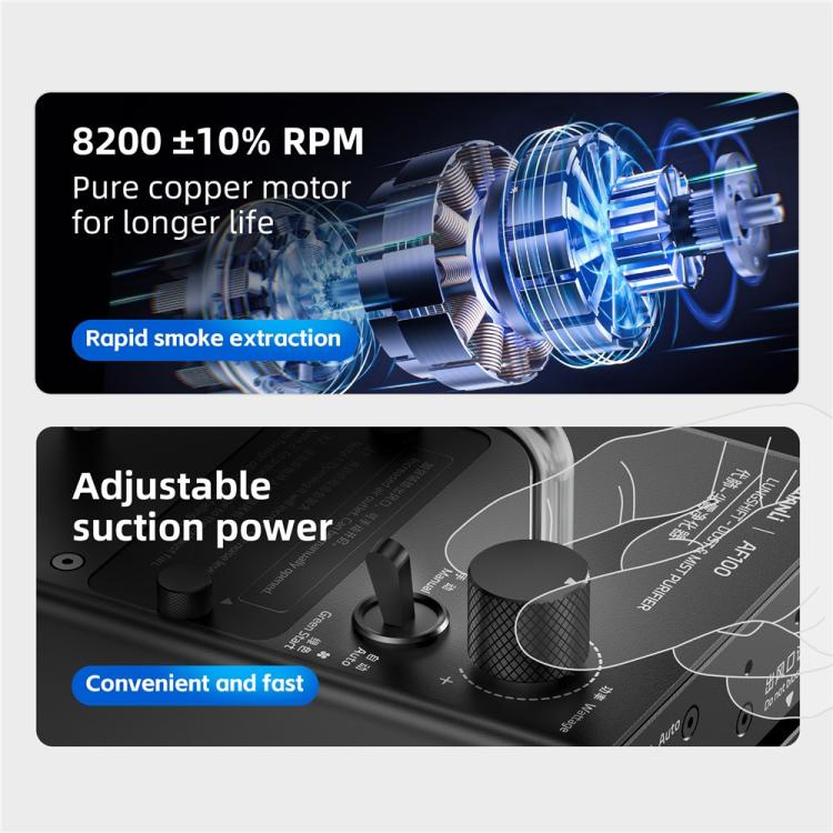 Purificatore di polvere e nebbia ad alta aspirazione manuale/automatico Qianli AF100, ideale per la sostituzione polmonare., EU Plug, US Plug