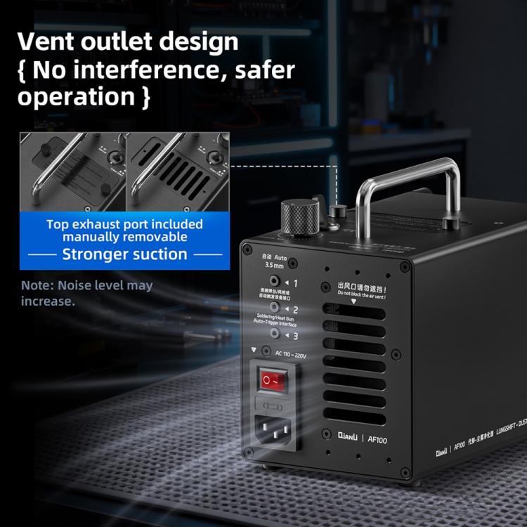 Purificatore di polvere e nebbia ad alta aspirazione manuale/automatico Qianli AF100, ideale per la sostituzione polmonare., EU Plug, US Plug
