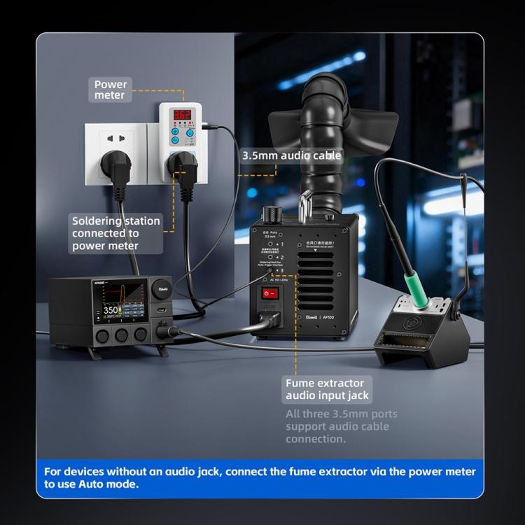 Purificatore di polvere e nebbia ad alta aspirazione manuale/automatico Qianli AF100, ideale per la sostituzione polmonare., EU Plug, US Plug