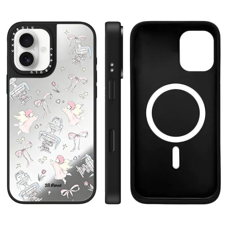 Custodia magnetica per telefono con specchio e motivo Hi Forest Series, For iPhone 16 Pro Max, For iPhone 16 Pro, For iPhone 16 Plus