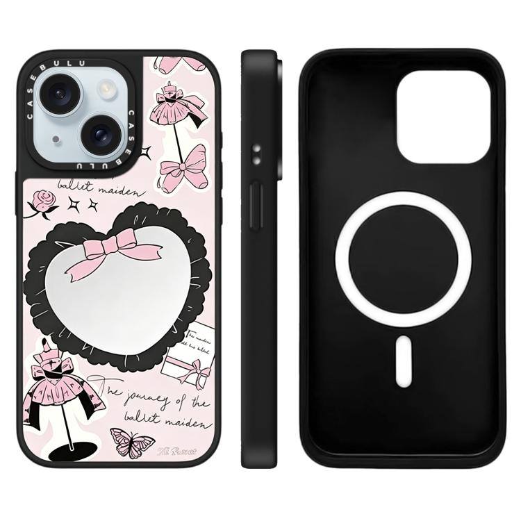 Custodia magnetica per telefono con specchio e motivo Hi Forest Series, For iPhone 15 Plus, For iPhone 15