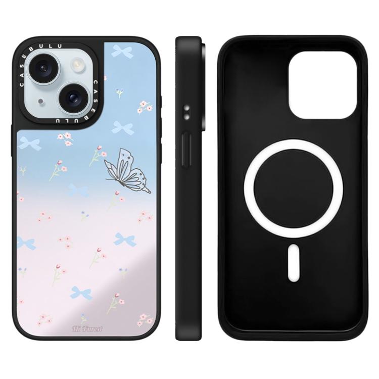 Custodia magnetica per telefono con specchio e motivo Hi Forest Series, For iPhone 15 Plus, For iPhone 15