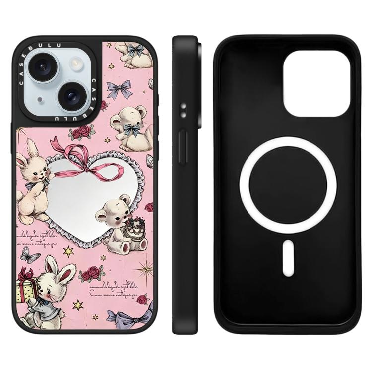 Custodia magnetica per telefono con specchio e motivo Hi Forest Series, For iPhone 15 Plus, For iPhone 15