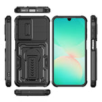 Custodia per telefono ibrida in PC e TPU con supporto invisibile per fotocamera scorrevole., For Galaxy A17 / A26 5G
