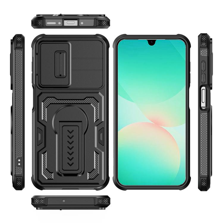Custodia per telefono ibrida in PC e TPU con supporto invisibile per fotocamera scorrevole., For Galaxy A17 / A26 5G