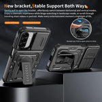 Custodia per telefono ibrida in PC e TPU con supporto invisibile per fotocamera scorrevole., For Galaxy A17 / A26 5G