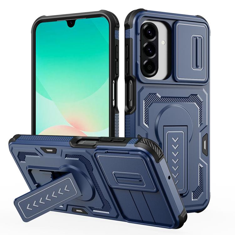 Custodia per telefono ibrida in PC e TPU con supporto invisibile per fotocamera scorrevole., For Galaxy A17 / A26 5G