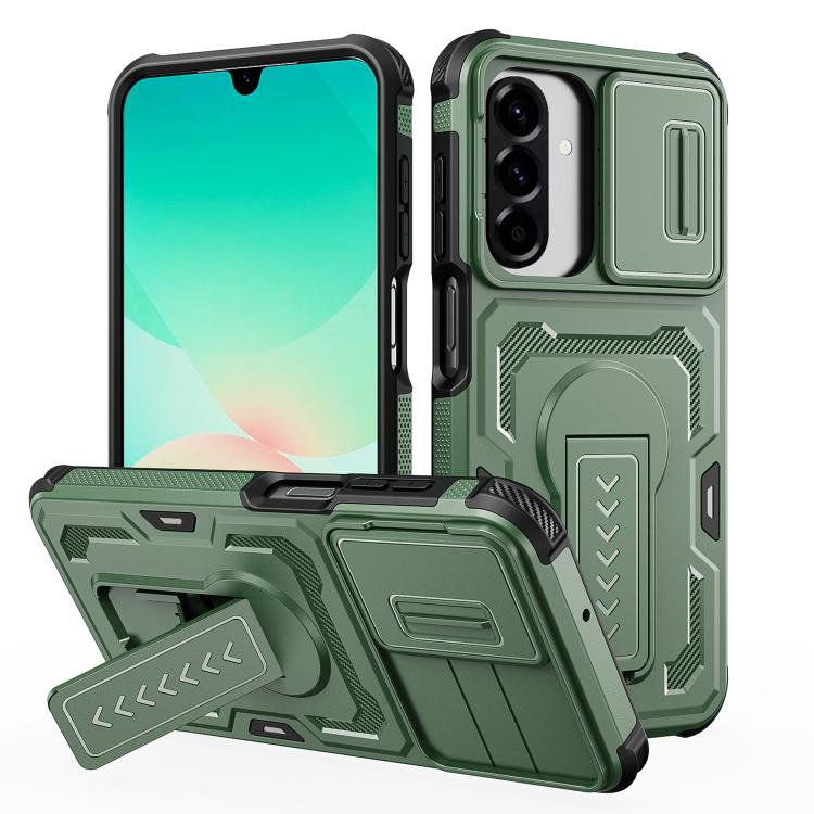 Custodia per telefono ibrida in PC e TPU con supporto invisibile per fotocamera scorrevole., For Galaxy A17 / A26 5G