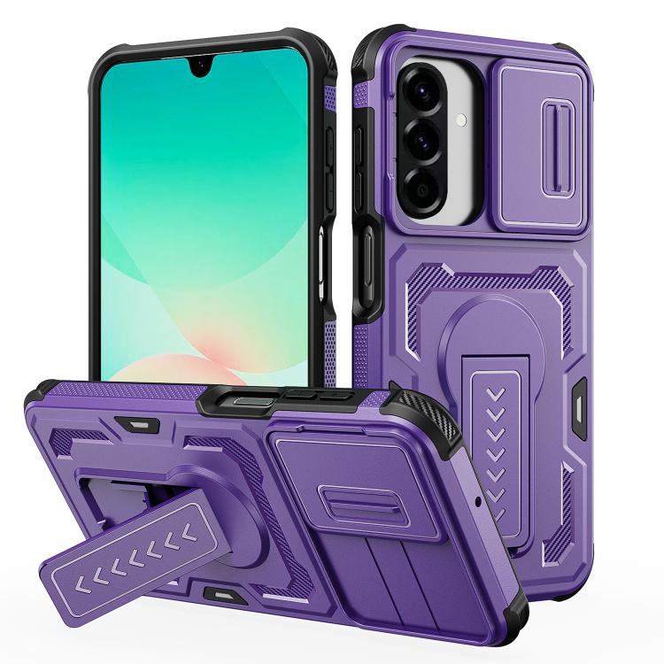 Custodia per telefono ibrida in PC e TPU con supporto invisibile per fotocamera scorrevole., For Galaxy A17 / A26 5G