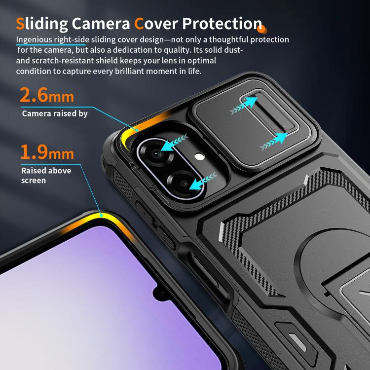 Custodia per telefono ibrida in PC e TPU con supporto invisibile per fotocamera scorrevole., For Galaxy A07 / A08 4G / 5G, For Galaxy A57 5G, For Galaxy A37 5G / A36 5G / A56 5G, For Galaxy A27 5G