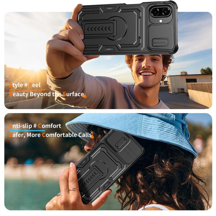 Custodia per telefono ibrida in PC e TPU con supporto invisibile per fotocamera scorrevole., For Galaxy A07 / A08 4G / 5G, For Galaxy A57 5G, For Galaxy A37 5G / A36 5G / A56 5G, For Galaxy A27 5G