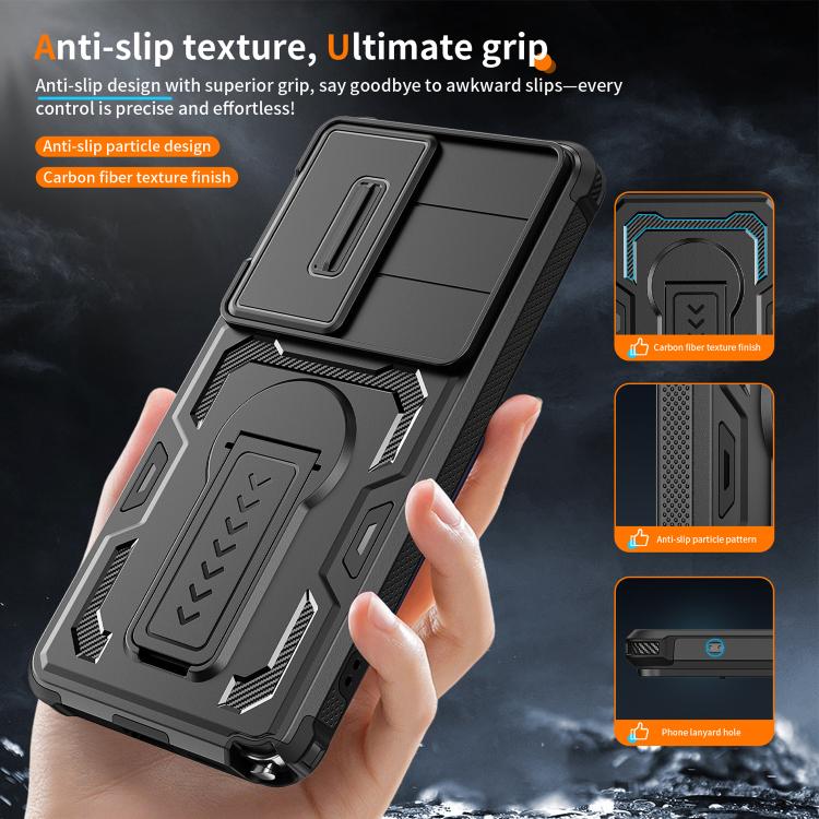 Custodia per telefono ibrida in PC e TPU con supporto invisibile per fotocamera scorrevole., For Galaxy S26 Ultra 5G, For Galaxy S26 5G, For Galaxy S25 5G / S24 5G, For Galaxy S25 Ultra 5G