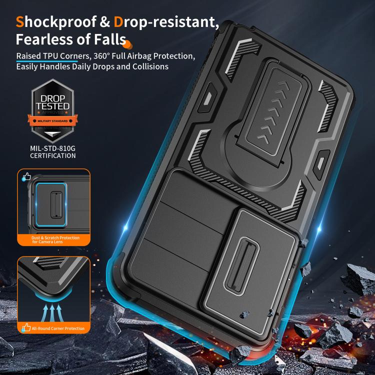 Custodia per telefono ibrida in PC e TPU con supporto invisibile per fotocamera scorrevole., For Galaxy S26 Ultra 5G, For Galaxy S26 5G, For Galaxy S25 5G / S24 5G, For Galaxy S25 Ultra 5G