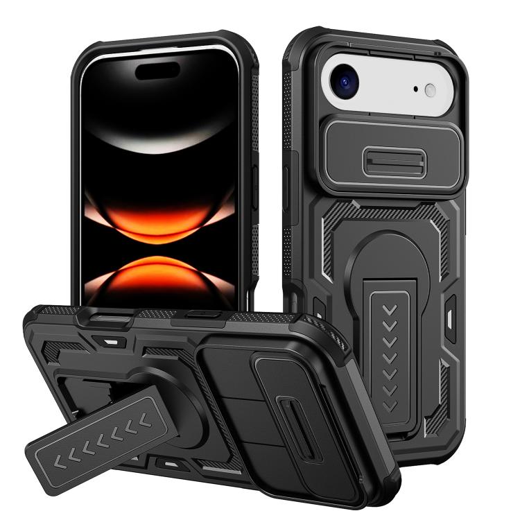 Custodia per telefono ibrida in PC e TPU con supporto invisibile per fotocamera scorrevole., For iPhone Air, For iPhone 16 Pro Max, For iPhone 16 Pro