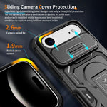 Custodia per telefono ibrida in PC e TPU con supporto invisibile per fotocamera scorrevole., For iPhone Air, For iPhone 16 Pro Max, For iPhone 16 Pro
