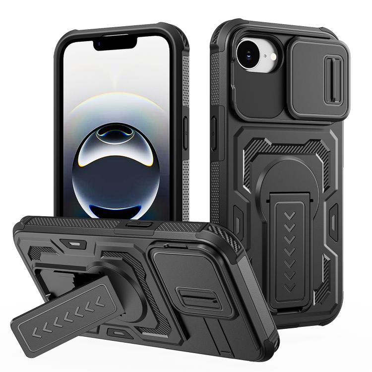 Custodia per telefono ibrida in PC e TPU con supporto invisibile per fotocamera scorrevole., For iPhone 17e / 16e, For iPhone 17 Pro Max, For iPhone 17 Pro, For iPhone 17