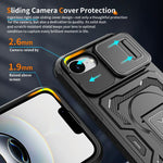 Custodia per telefono ibrida in PC e TPU con supporto invisibile per fotocamera scorrevole., For iPhone 17e / 16e, For iPhone 17 Pro Max, For iPhone 17 Pro, For iPhone 17