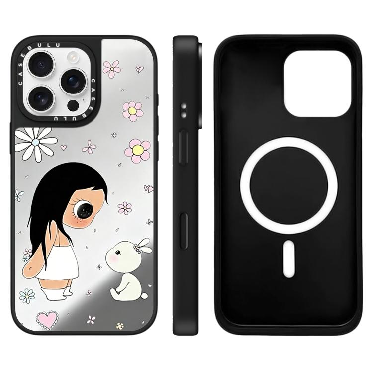 Custodia magnetica per telefono con specchio a fantasia serie YUY, For iPhone 16 Pro Max, For iPhone 16 Pro, For iPhone 16 Plus