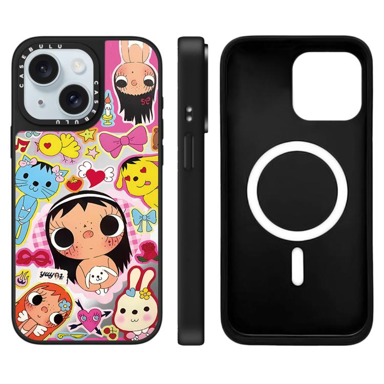 Custodia magnetica per telefono con specchio a fantasia serie YUY, For iPhone 16 Pro Max, For iPhone 16 Pro, For iPhone 16 Plus