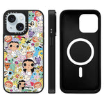 Custodia magnetica per telefono con specchio a fantasia serie YUY, For iPhone 16 Pro Max, For iPhone 16 Pro, For iPhone 16 Plus