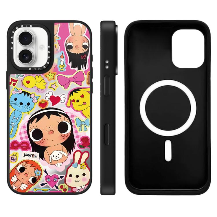 Custodia magnetica per telefono con specchio a fantasia serie YUY, For iPhone 16 Pro Max, For iPhone 16 Pro, For iPhone 16 Plus
