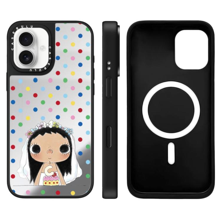 Custodia magnetica per telefono con specchio a fantasia serie YUY, For iPhone 16 Pro Max, For iPhone 16 Pro, For iPhone 16 Plus