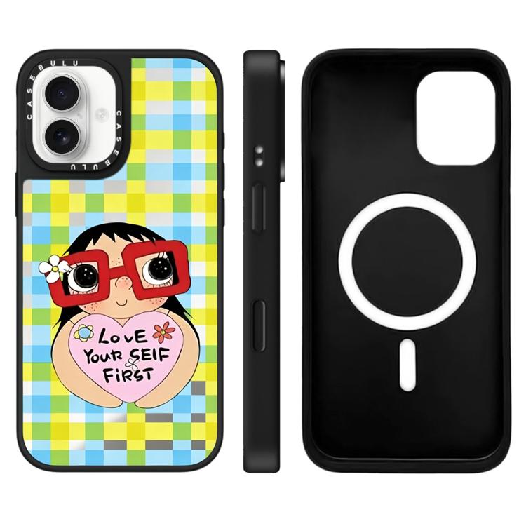 Custodia magnetica per telefono con specchio a fantasia serie YUY, For iPhone 16 Pro Max, For iPhone 16 Pro, For iPhone 16 Plus
