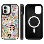 Custodia magnetica per telefono con specchio a fantasia serie YUY, For iPhone 16, For iPhone 15 Pro Max, For iPhone 15 Pro