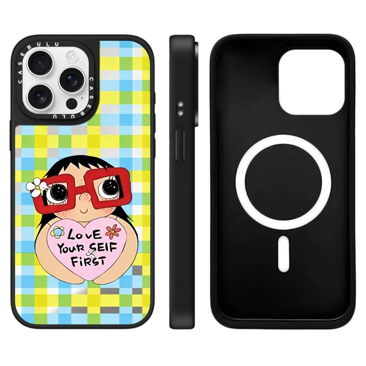 Custodia magnetica per telefono con specchio a fantasia serie YUY, For iPhone 16, For iPhone 15 Pro Max, For iPhone 15 Pro