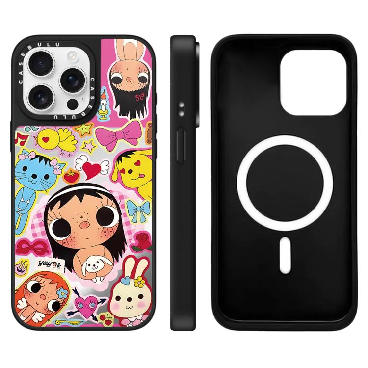 Custodia magnetica per telefono con specchio a fantasia serie YUY, For iPhone 16, For iPhone 15 Pro Max, For iPhone 15 Pro