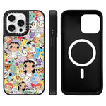 Custodia magnetica per telefono con specchio a fantasia serie YUY, For iPhone 16, For iPhone 15 Pro Max, For iPhone 15 Pro