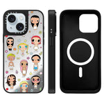 Custodia magnetica per telefono con specchio a fantasia serie YUY, For iPhone 15 Plus, For iPhone 15