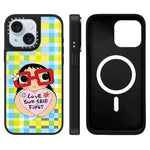 Custodia magnetica per telefono con specchio a fantasia serie YUY, For iPhone 15 Plus, For iPhone 15