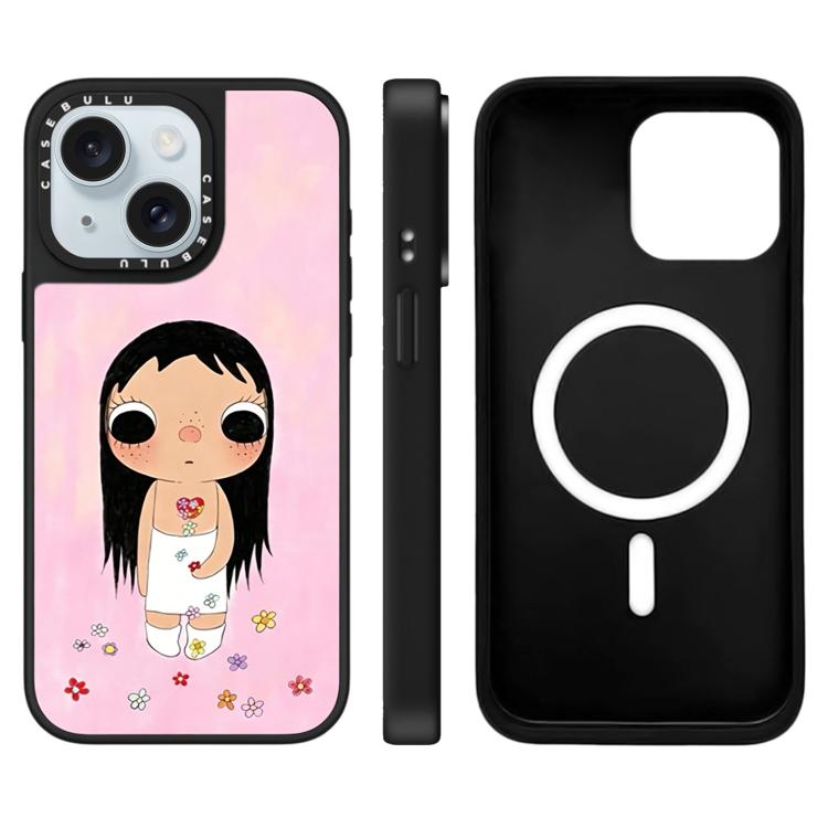 Custodia magnetica per telefono con specchio a fantasia serie YUY, For iPhone 15 Plus, For iPhone 15