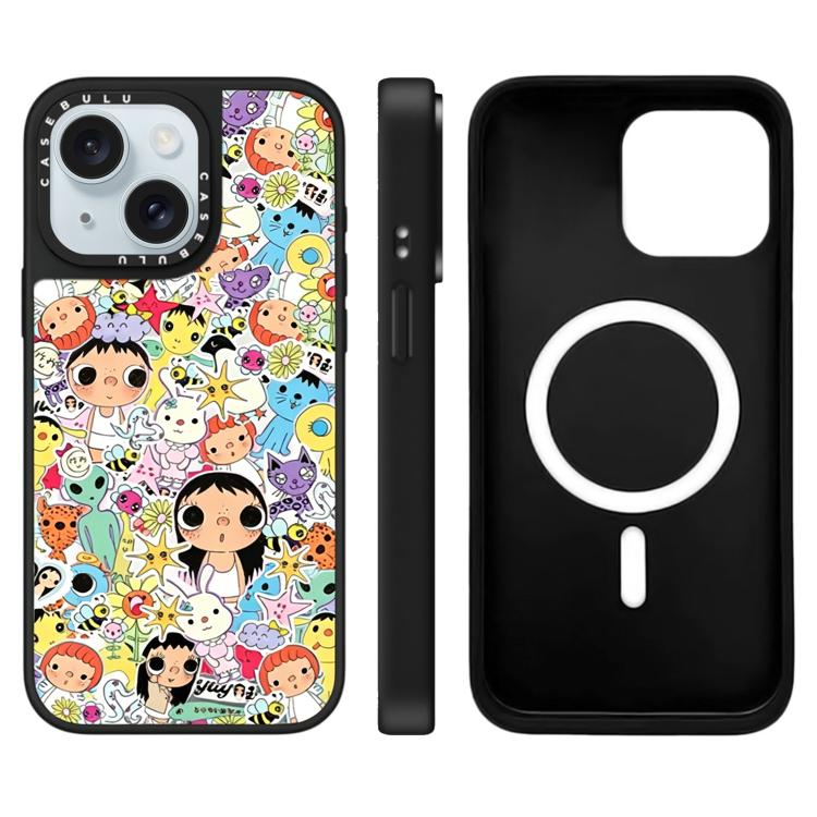 Custodia magnetica per telefono con specchio a fantasia serie YUY, For iPhone 15 Plus, For iPhone 15