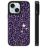 Custodia per telefono a specchio con motivo leopardato e stelle, For iPhone 15 Plus, For iPhone 15