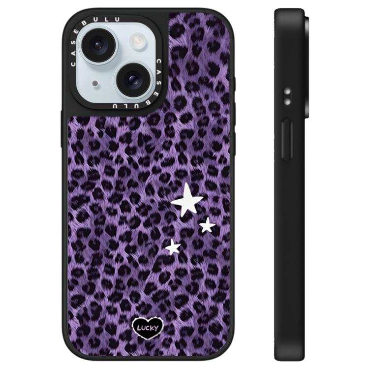Custodia per telefono a specchio con motivo leopardato e stelle, For iPhone 15 Plus, For iPhone 15